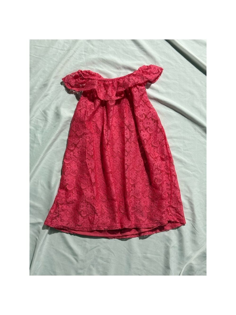 Girls Forever Me Dress Size 12 Pink Lace Off Shoulder
